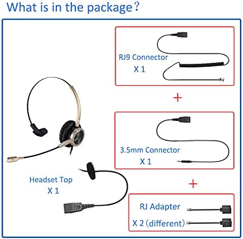 Fone de ouvido do MAIRDI Office com conectores RJ9 e 3,5 mm para laptops para deskphone líquido e smartphone, fone de
