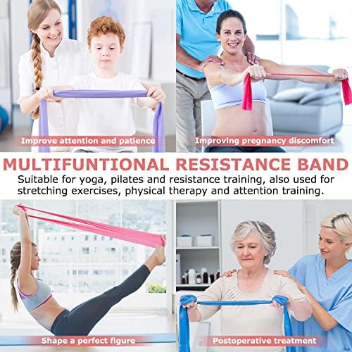 Bandas de resistência definidas para mulheres, pacote de 5 níveis de resistência diferentes faixas elásticas para treino de exercícios de ginástica em casa - Ótimo equipamento de fitness para treinamento de força, ioga, pilates