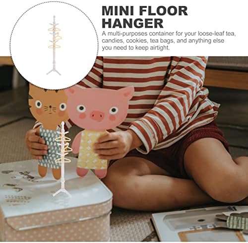 Kisangel 1 Set Mini Floor Hanger Tiny Casat Rack Mini House Roupas para Cabine de Armazenamento de Roupas de Doll, bege bege