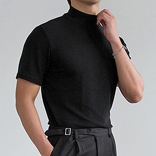 Moda masculina de manga longa/curta Turtleneck Slim Fit Pullover Tops camisas térmicas