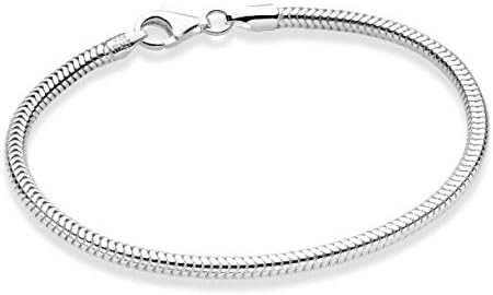 Miabella Solid 925 Sterling Silver Italian 3mm Snake Chain Bracelet para homens homens adolescentes, pulseira de charme,