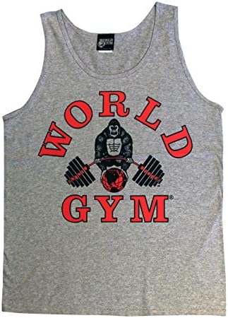 World Gym W321 Tampo de tanques de corte atlético logotipo clássico