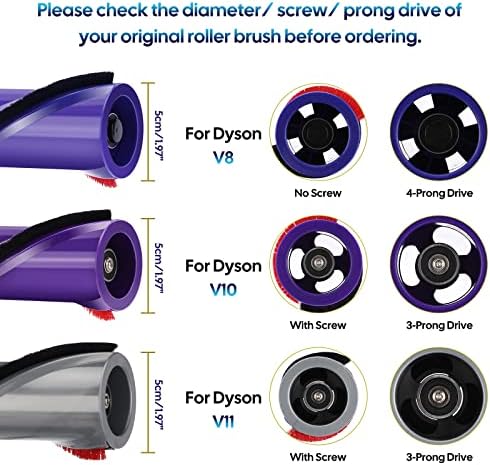 Wior Roller Brush Roll Barra Substituição Compatível com Dyson V10 Valor sem fio Parte nº 969569-01, Brushroll Brush Brush Barra