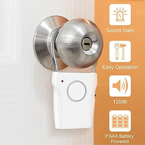 Jian Boland porta alça de porta Alarmes de portas para segurança doméstica com alarme audível de 120 dB de até 500 pés - Alarme