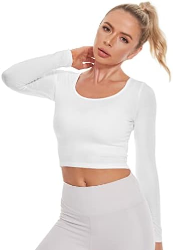 Chioni.od Camisetas de manga longa para mulheres trepadeiras Tops de ioga Top casual Sexy T para meninas adolescentes