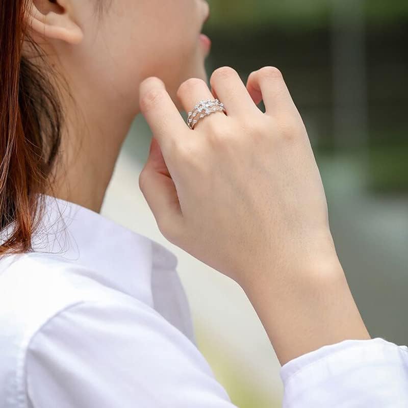 Fashion Women's Diamond Open Work Ring Zircon noivado Jóias de anel de casamento Conjunto para adolescentes