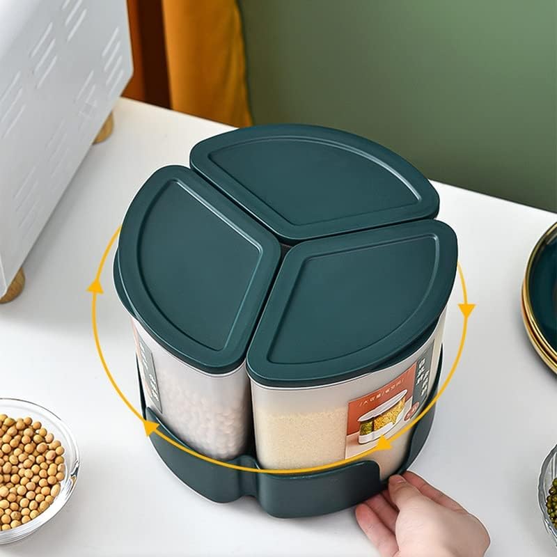 Gretd 5.4l Rotário rotativo Dispensador Rotação de balde Design Cozinha de cozinha de 3 equipamentos e contêiner de armazenamento de grãos
