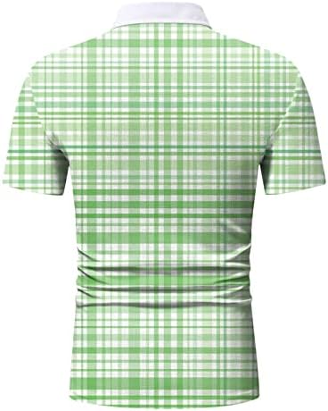 HDDK Mens camisas pólo xadrez, manga curta verificada camisa de golfe casual Botão pesco