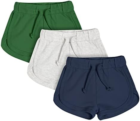 Teach Leanbh meninos meninas 3 pacote de shorts atléticos Cotton Soild Color com cordão