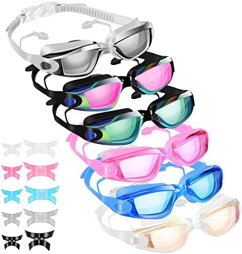 Fabbay 6 Pack Goggles Anti Fog Glass de nadar sem vazamento Piscina de proteção total óculos de proteção para homens