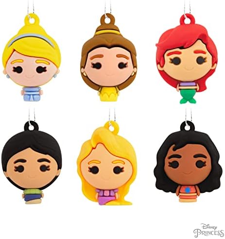 Hallmark Disney Princess Miniatura Ornamentos de Natal, conjunto de 6, aprox. 1,6 x 2,2 x 1,3 polegadas