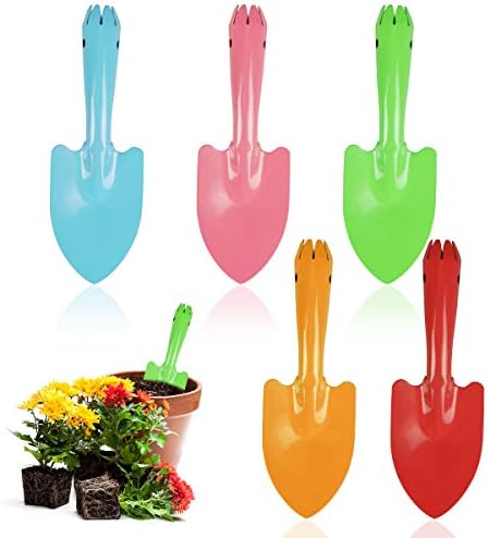 Mini pás coloridas para o jardim de metal colorido, 5 pcs ferramentas de jardim para crianças adultos adultos plantio de solo caixa de areia