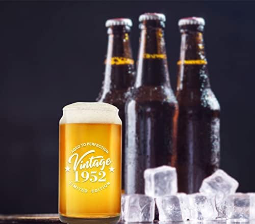Vintage 1952 71th Aniversário Cerveja Presentes de vidro para homens e mulheres ， 20 oz de lata de cerveja para coquetel, vinho,