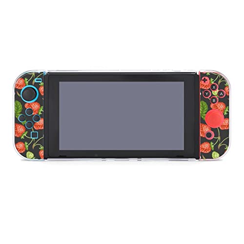 Caso para Nintendo Switch Red Fruit Strawberry em fundo preto Pieces Definir acessórios de console de casos de capa protetora para o comutador