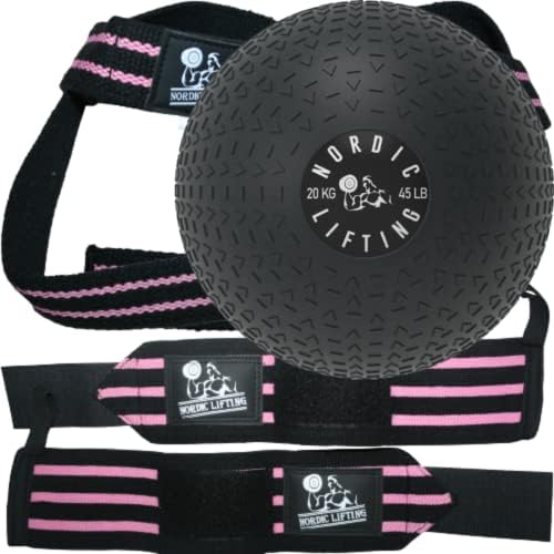 Pacote de pulseiras e tiras de elevação - pacote rosa com slam ball 10lb