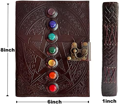 Chakra Chakra Journal: Desbloqueie sua magia interior com 7 Stones Celtic Notebook | Jornal vinculado a couro, Livro das Sombras