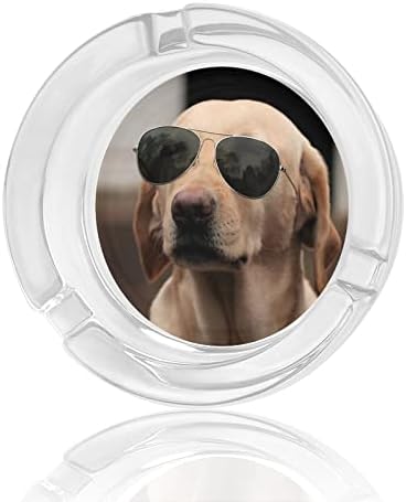 Cool Labrador Dog de vidro cinza para cigarros e charutos Round Ash Bande