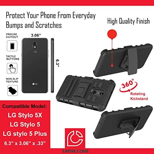 Caso Moriko Compatível com LG Stylo 5x [Armadura à prova de choque Combining Case Black Case Black Men Style para fortaleza pesada