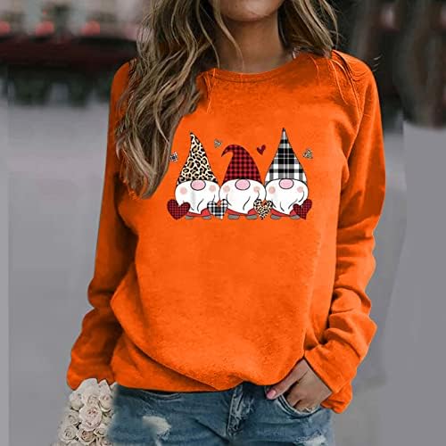 Wozvali Christmas Sweetshirts for Women fofas Papai Noel Tops Camisetas casuais Sweathirs de manga longa de manga comprida