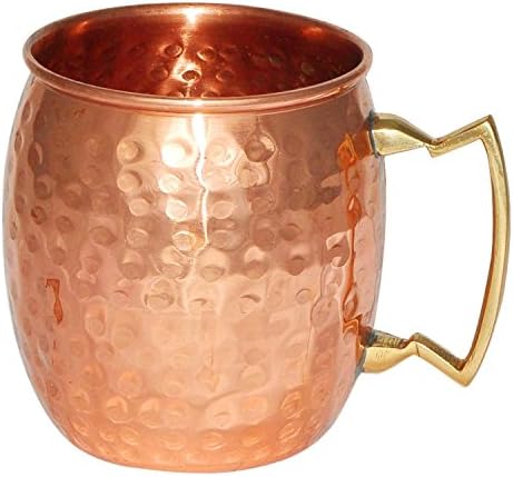Rastogi artesanato puro cobre de cobre artesanal puro cobre martelado Moscou MULE Set de 4 com 2 canecas de tiro de cobre