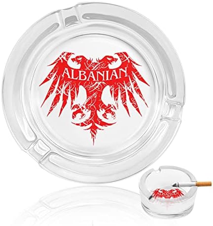 Holder de cinzas de vidro redondo de águia albanesa para cigarros Caso Chete Smoking Fumando bandeja de cinzas