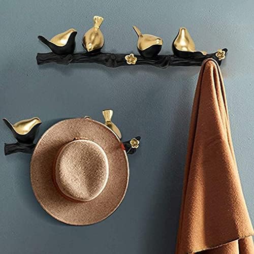 Casaco montado na parede rack de parede rack rack nórdico estilo criativo preto ouro gancho de pássaro entrada de parede roupas