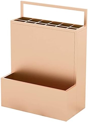 Zesus Metal Umbrella Stand Rack Square Free Standing Umbrella Holder Bucket para bastões de bengas de entrada Office/Gold Rose Gold/38x26x60cm