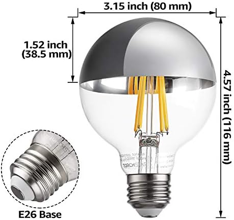 Lâmpada de meia cromo, listada por UL listada, lâmpadas globais G25 LED para banheiro, 7W, lâmpadas Edison vintage, anti-Glare,