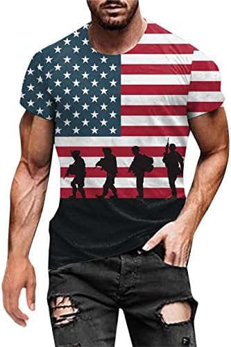 Soldado Ubst Manga curta para homens American Bandle American T-shirt Retro Patriótico Muscle Workout Athletics 4 de julho Tee Tops