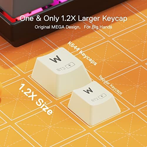 Redragon K644 SE 65% Teclado sem fio RGB sem fio, 61 teclas de teclado compacto de swappable Hot-Swappable com upgrade Hot-Swap PCB Socket & Creative 1.2x Tamanho maior, interruptor linear vermelho silencioso