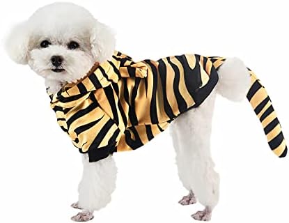 Dog Tiger Halloween fantasia Cosplay Tiger Roupos Catel Coat do capuz Dogs Aparel quente e roupas de inverno para animais de