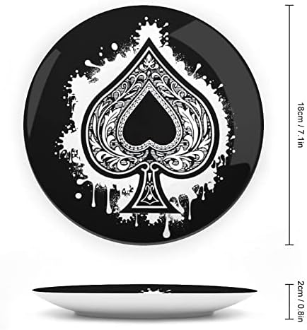 Ace of Spades Cards Cardas de ossos engraçados China decorativa Placas de cerâmica redonda Craft With Display Stand for