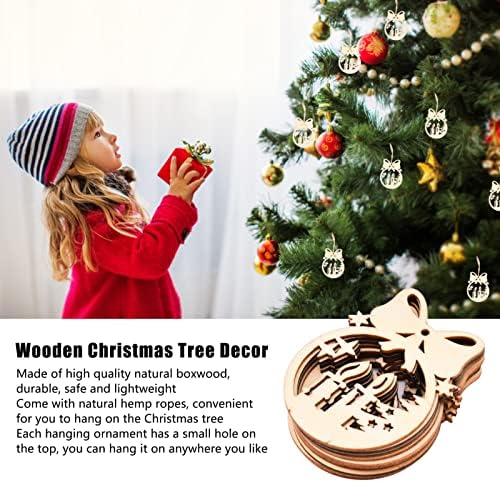 Syuanmuer 40pcs Decor de árvore de Natal de madeira, decors de madeira de madeira, pingente de árvore de madeira oca para decoração