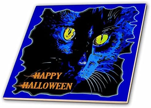 3drose fofo feliz Halloween Moonlight Black Cat Vector - azulejos