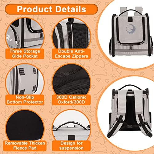Backpack de mochila de gato e cachorro, pano de malha respirável e respirável dobrável, confortável e fácil de usar, adequado