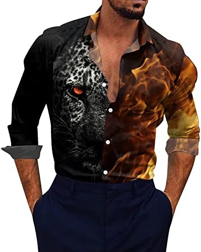 Xxbr masculino masculino camisetas casuais, Fall Street 3D Digital Turn-Turn Down Shirt Hawaiian Sleeve Beach Shirts