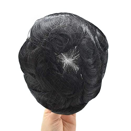 Toupee for Men Hairpiece Men Men europeu Sistema de substituição de cabelo super fino de renda francesa masculino