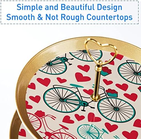 Suporte de bolo, suporte de cupcake, tela de tabela de tabela de stands de sobremesa, Valentine Bike Love Heart Pattern