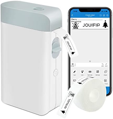 Jouifip Bluetooth Label Maker com fita - impressora portátil de etiqueta sem tinta para escritório, casa e negócios