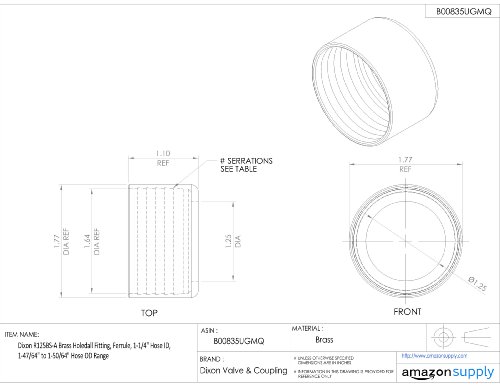 Dixon R2AAS Brass Holedall Metting, Ferrule, 2 Mangueira ID, 2-27/64 a 2-30/64 Faixa de mangueira OD