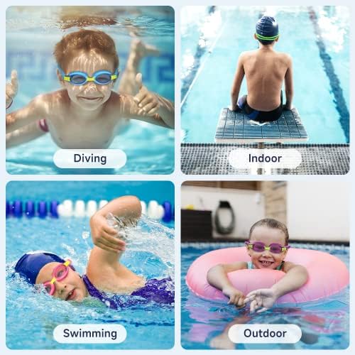 Findway Kids Swim Goggles, 3 pacote crianças nando óculos de óculos anti-capa No meninos que vazam para meninos para 3-10 anos