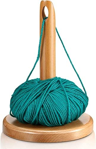 ANNAFI® Wood Yarn Solder para tricô de crochê | Suporte clássico de fios de madeira e rosca | Frame de madeira com orifício | Presente