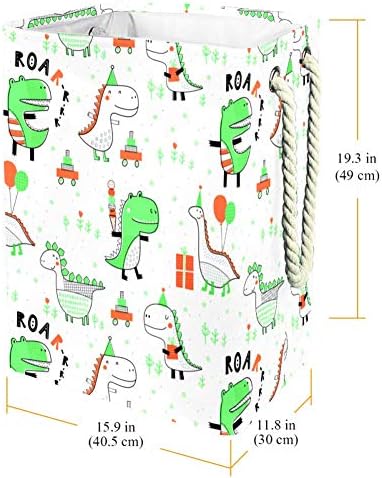 Tizorax Dinosaurs fofos Oxford Pano dobrável cesta de cesto de poeira cesta de balde lavar brinquedo de roupas de armazenamento