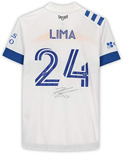 Nick Lima San José Earthquakes Autografado Jersey White Usado 24 da MLS de 2020 - camisas de futebol autografadas -