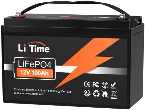 Bateria Litime LifePO4 12V 100AH, BMS 100A embutido, 4000-15000 ciclos, vida útil de 10 anos, perfeita para RV, energia