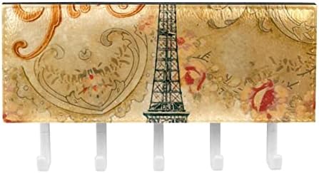 Ganchos tfcocft para penduramento, ganchos de parede, ganchos adesivos, ganchos pegajosos para pendurar, arte da torre Eiffel vintage