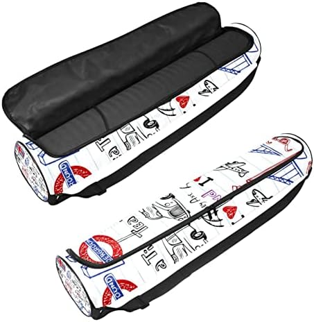 London Doodles Yoga Mat Carrier Bag com alça de ombro de ioga bolsa de ginástica Bolsa de praia