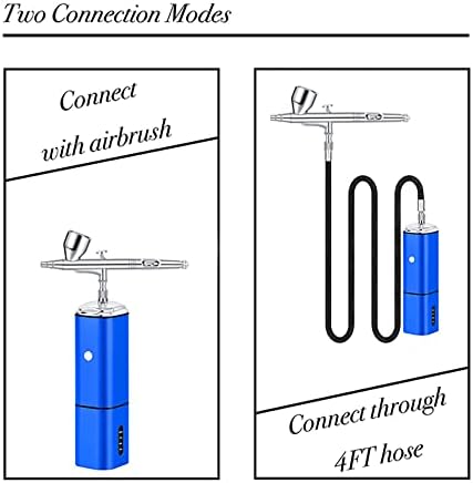 Casubaris Stop Auto Stop Kit sem fio com kit de compressor, pistola de arco de ar de ação dupla recarregável, conecte -se a diferentes canetas de aerógrafo a tintas para spray para uso multi -uso