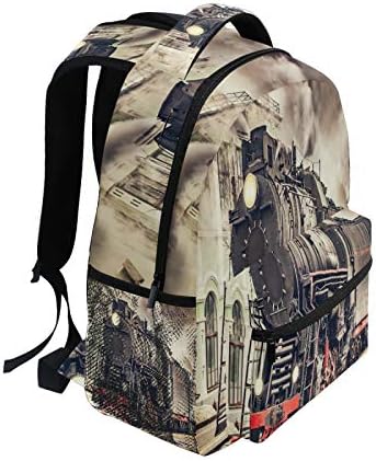 Auuxva Backpack Vintage Express Steam Train School Bolsa de ombro grande a água de bookbag Daypack para estudantes adolescentes