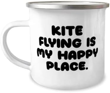 O jogo no voo de pipa de novidades é o meu lugar feliz. Kite Flying 12oz Camper Caneca, Presentes Voadores de Kite,